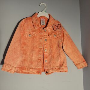 Disney Minnie Mouse Jean Jacket Girls Pink Denim Long Sleeve Button Up Size 6